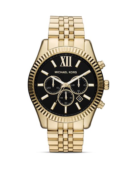 michael kors men's chronograph stainless steel lexington watch review|oversized lexington gold tone watch.